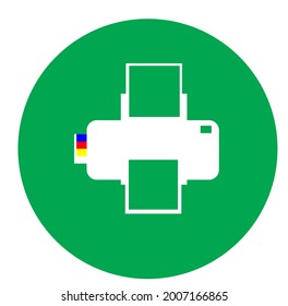 icon vector o printer on green background