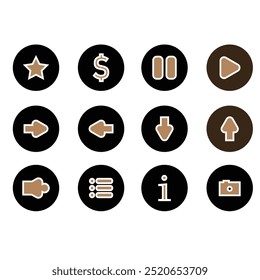 Icon vector or object template for website. Set icon in brown and white color