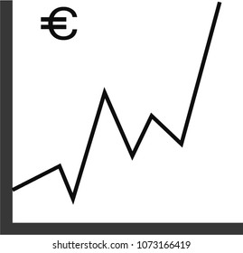 Icon vector. Office and business stationery. Rising chart with euro.