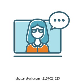 The icon of the vector online education, online courses, distance education, e-learning tutorials.