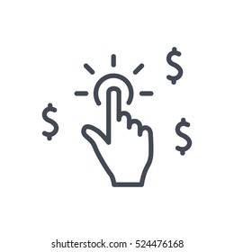 Icon Vector Outlined Line Click Money Seo