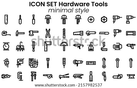 Icon vector pack of Hardware tools as flat minimal style outline stroke