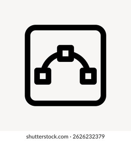 Ícone de um caminho de vetor com nós e linhas. Ilustração de caminho de vetor com nós. Nós e linhas em um ícone de caminho de vetor. Design de caminho de vetor simples. Ícone da interface do usuário.