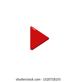 Icon Vector Play. No Outline Red Fill. On White Background. Flat Icon For Web, Apps, Or Design Product. 2