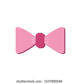 Icon Vector Ribbon Bow Knot Pink Fill On White Background. 
Flat Icon For Web, Apps, Or Design Product EPS10. Christmas Decoration.