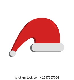 Icon Vector Santa Claus Hat Red Fill On White Background. 
Flat Icon For Web, Apps, Or Design Product EPS10. Christmas Decoration.