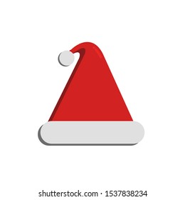 Icon Vector Santa Claus Hat Red Fill On White Background. 
Flat Icon For Web, Apps, Or Design Product EPS10. Christmas Decoration.