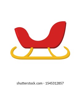 Icon Vector Santa Claus Sleigh Red Gold Fill On White Background.  Flat Icon For Web, Apps, Or Design Product EPS10. Christmas Ornament Decoration.