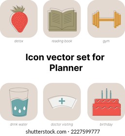 icon vector set for planner
