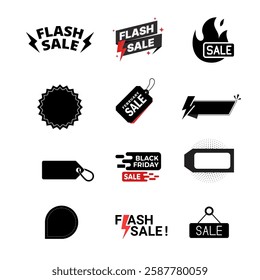 Icon vector set of sale labels . Sale quality tags and labels. Template banner shopping badges. Illustration