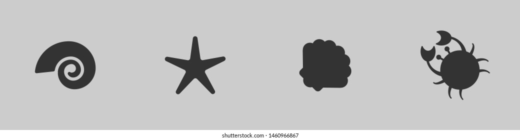 icon vector of shell, conch, crab and starfish