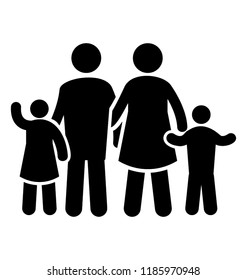 An icon vector showing a family portrait with kids and parents 