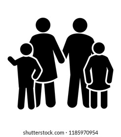 An icon vector showing a happy family, parents and children 