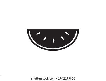 icon vector silhouette one watermelon small slice