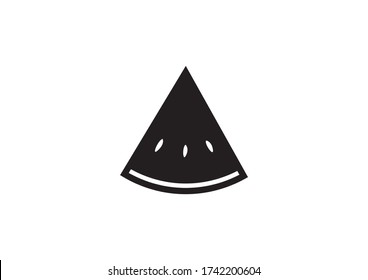 icon vector silhouette one watermelon very small slice