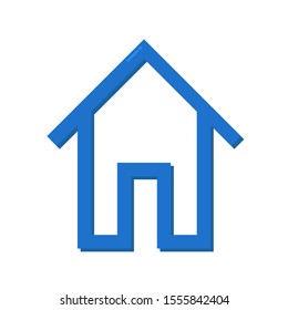 Icon Vector Simple House Blue Fill  On White Background.
Flat Icon For Web, Apps, Or Design Product EPS10.