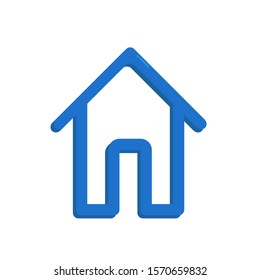 Icon Vector Simple House Blue Fill  On White Background.
Flat Icon For Web, Apps, Or Design Product EPS10.
