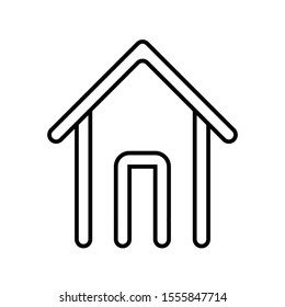 Icon Vector Simple House Outline Only No Fill  On White Background.
Flat Icon For Web, Apps, Or Design Product EPS10.