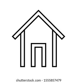 Icon Vector Simple House Outline Only No Fill  On White Background.
Flat Icon For Web, Apps, Or Design Product EPS10.