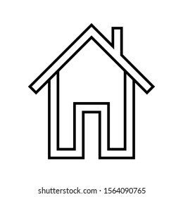 Icon Vector Simple House Outline Only No Fill  On White Background.
Flat Icon For Web, Apps, Or Design Product EPS10.