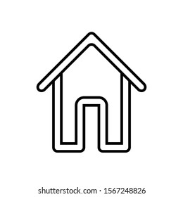 Icon Vector Simple House Outline Only No Fill  On White Background.
Flat Icon For Web, Apps, Or Design Product EPS10.