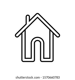 Icon Vector Simple House Outline Only No Fill  On White Background.
Flat Icon For Web, Apps, Or Design Product EPS10.