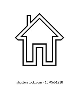 Icon Vector Simple House Outline Only No Fill  On White Background.
Flat Icon For Web, Apps, Or Design Product EPS10.
