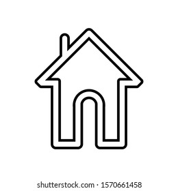 Icon Vector Simple House Outline Only No Fill  On White Background.
Flat Icon For Web, Apps, Or Design Product EPS10.