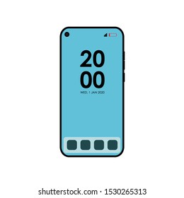 Icon Vector Smartphone Handphone Smartphone Display. No Outline Blue Fill. On White Background. Flat Icon For Web, Apps, Or Design Product.