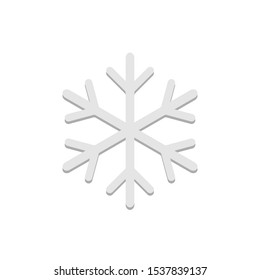 Icon Vector Snowflake Ice Crystal White Gray Fill On White Background. 
Flat Icon For Web, Apps, Or Design Product EPS10. Christmas Decoration.