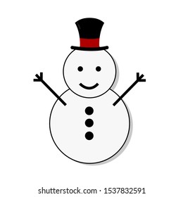 Icon Vector Snowman With Magician Hat White Gray Fill On White Background. 
Flat Icon For Web, Apps, Or Design Product EPS10. Christmas Decoration.