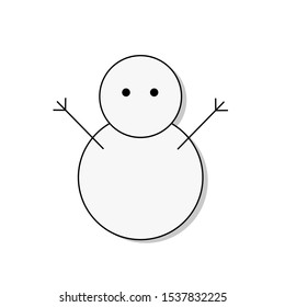 Icon Vector Snowman White Gray Fill On White Background. 
Flat Icon For Web, Apps, Or Design Product EPS10. Christmas Decoration.