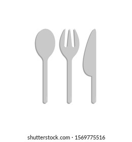 
Icon Vector Spoon Knife Fork Silver Fill On White Background. 
Flat Icon For Web, Apps, Or Design Product EPS10