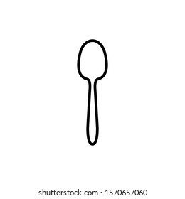 Icon Vector Spoon Outline Only No Fill On White Background. 
Flat Icon For Web, Apps, Or Design Product EPS10