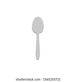 Icon Vector Spoon Silver Fill On White Background. 
Flat Icon For Web, Apps, Or Design Product EPS10