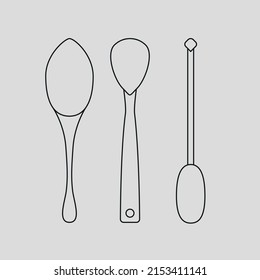 Icon vector spoons, drawn by lines, minimalist template