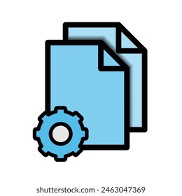 Icon vector of stacked file icon with simple gear. flat design style. suitable for reports, job resumes, presentations, etc. icon vector template