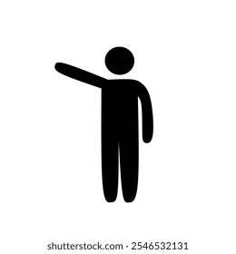 Icon Vector Stick Figure with One Arm Outstretched