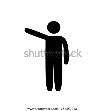 Icon Vector Stick Figure with One Arm Outstretched