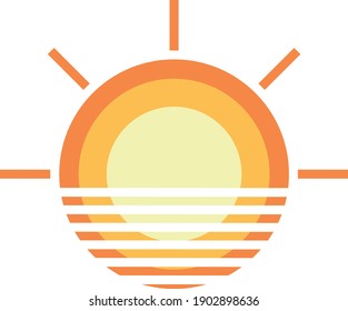 Icon Vector Sunset Beach Summer