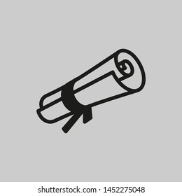 icon vector of university concept, with black graduation diploma on white background