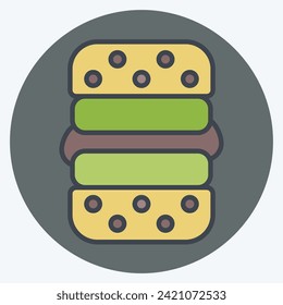 Icon Vegan Burger. related to Vegan symbol. color mate style. simple design editable. simple illustration