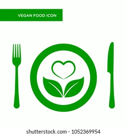 icon vegan, for vegan food. Vector. Fork.   Knife.