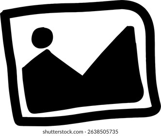 Icon Vektor Simple Hand-Drawn Image Placeholder Black and White Mountain Landscape Icon