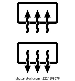 Icon ventilation car, window arrow computer, winter  ventilation weather air