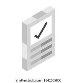 Icon of verified document isometric design vector.