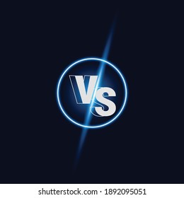 icon versus with sparking light and blue neon