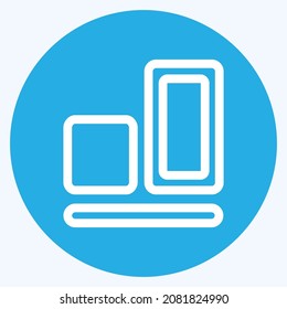 Icono Alinear vertical abajo - Estilo de ojos azules, ilustración simple, trazo editable,vector de plantilla de diseño, bueno para impresiones, carteles, anuncios, anuncios, gráficos de información, etc.