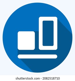 Icon Vertical Align Bottom - Long Shadow Style,Simple illustration,Editable stroke,Design template vector, Good for prints, posters, advertisements, announcements, info graphics, etc.