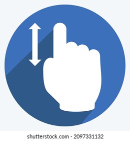 Icono Desplazamiento vertical 1 - Estilo de sombra largo - Ilustración simple, trazo editable, vector de plantilla de diseño, Buena para impresiones, carteles, anuncios, anuncios, gráficos de información, etc.